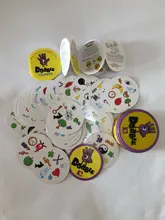 Spot it and dobble-Juego de mesa para niños, tarjetas de punto para acampar, caja de lata de Metal, Juguetes