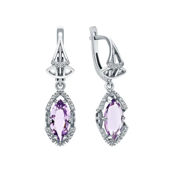 

Silver earrings with amethyst and cubic zirconia sunlight sample 925