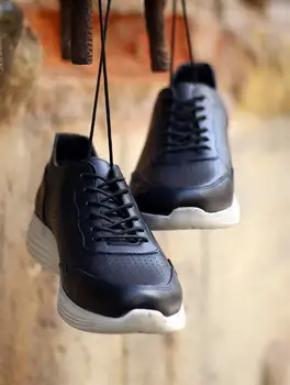

Men's Casual Leather Sport Shoes (BLACK)