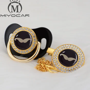 

MIYOCAR 11 colors Handsome beard beautiful Gold bling pacifier and pacifier clip BPA free dummy bling cool unique design GMOU