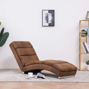

Brown artificial suede fabric lounge chairs