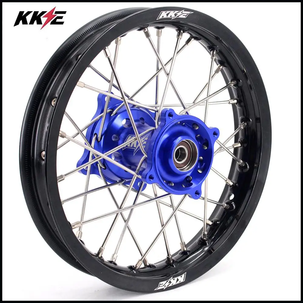 KKE 14/12 SPOKED Детские колеса диски Набор для YAMAHA YZ65 синяя втулка черный обод