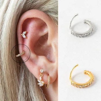 

CANNER 1pcs INS 6mm 8mm Mini Hoop Earring Circle Round Hoop Earrings for Women Men 925 Sterling Silver Earring Ear Bone Buckle