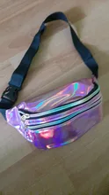 AIREEBAY-riñonera holográfica plateada para mujer, bolso con cinturón, color negro, con formas geométricas, para pecho y teléfono