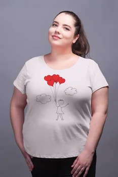 

Angemiel Wear Crowned Heart Love White Women Cotton Large Size T-Shirt