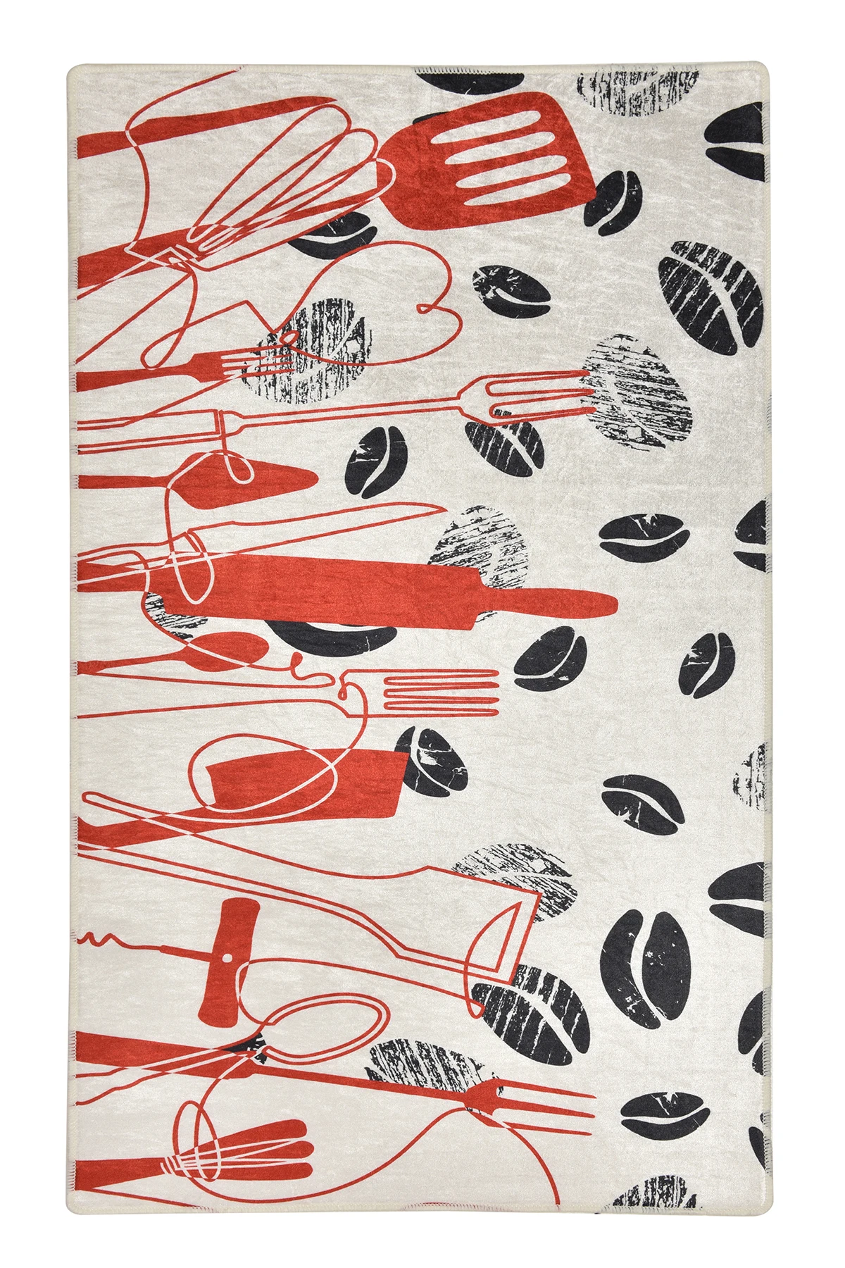 

Kitchen Carpet - Kitchen Accersories | Black & White & Red | cookingdjt 160X230 cm