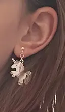 GRACE JUN-pendientes de unicornio con Clip para mujer, aretes hipoalergénicos para fiesta de cumpleaños sin perforaciones, buen regalo