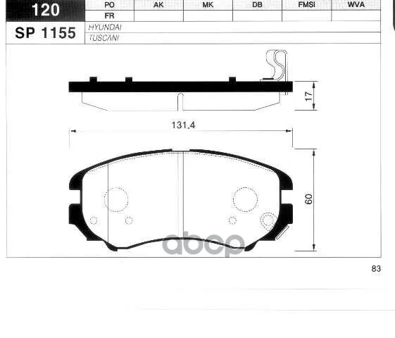 Колодки Тормозные Hyundai Tucson/Kia Sportage 04- Передние Sangsin Brake Sp1155 Sangsin brake арт. SP1155