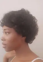 Corte Pixie-Peluca de cabello humano Afro rizado, hecha a máquina, corta, brasileña, Remy