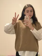 FSDA-suéter tejido tipo Chaleco con escote en V para mujer, Jersey informal de color caqui sin mangas, Jersey gris para otoño e invierno, 2020