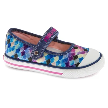 

Pablosky 962420 Navy 962470 Pink-Canvas Slipper Canvas merceditas in Navy Blue and Pink with Glitter