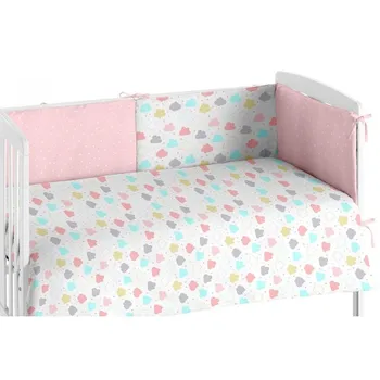

LITTLE DONKEY WHITE Comforter Cradle and Protector for Babies 008 Clouds Pink Cradle 60x120cm