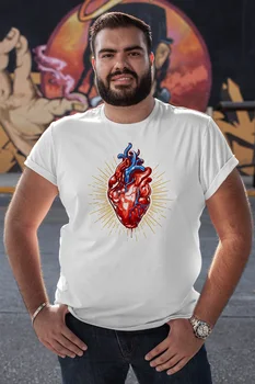 

Angemiel Wear Blue Core Heart White Men 'S Cotton Big Size T-Shirt