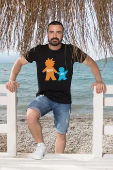 

Angemiel Wear RaM Orange Blue Color Cotton Black Male T-Shirt