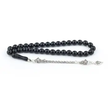 

Jet Rosary (Tasbih) with Leaf Style Tassel Fashion Turkish Premium Quality Handmade Jawelery