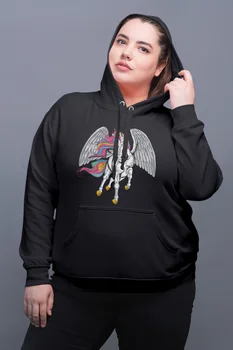 

Angemiel Wear Winged Unicorn Black Women Hooded Sweatshirt