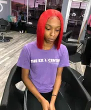 Hiébano-pelucas de cabello humano con encaje frontal para mujeres negras, pelo rojo corto Bob, nudos blanqueados, 180% brasileño, Remy, tipo T, 13x6