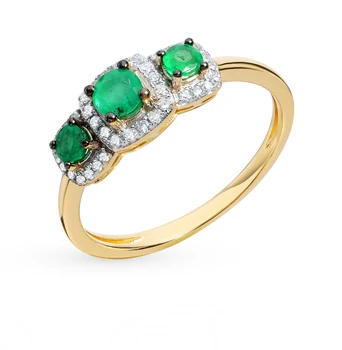 

Gold ring with emeralds and diamonds sunlight sample 585