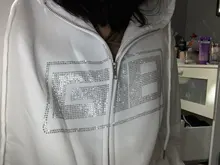 Dulzura-Sudadera de manga larga con estampado de anillo de imitación letra para mujer, ropa informal holgada de gran tamaño con cremallera, otoño e invierno, 2020