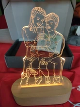 Night-Light Wooden-Base Text-Photo Christmas-Gift Customized Wedding DIY Holiday 