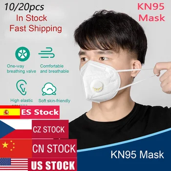 

10/20pcs KN95 Valve Mask 5 Layer Protective Masks Safety Face Mask
