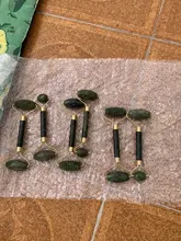 Rodillo masajeador Facial raspado Guasha junta de doble cabezas de piedra de Jade masajeador levante cuerpo delgado cuello delgado levantar herramientas