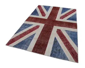 

172x241 Cm British Handmade Flag Patchwork Rug-6x8 Ft
