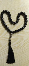 Colgante borla de cuentas para hombres y mujeres, piedra Natural de ágatas negras, 33 cuentas de oración, islámico, Tasbih musulmán, corario de Dios, joyería de meditación