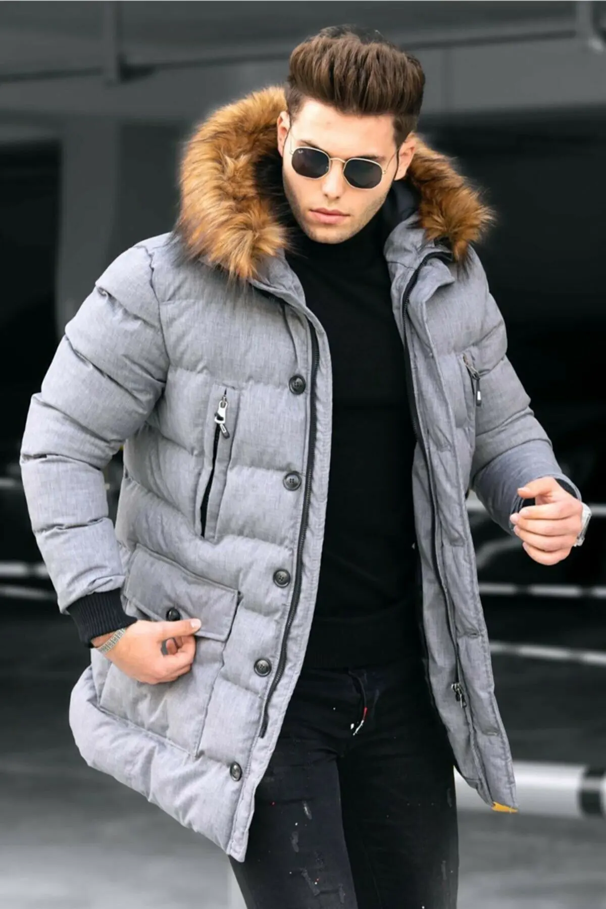 Gray Black Yellow Khaki Cotton Polyester Fabric Men's Down Jacket With Button Pocket 2021 New Season Quality Stylish