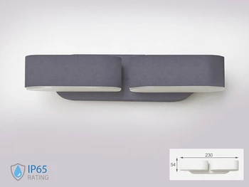 

V-TAC LD8294C lamp sconces LED wall oval 12W 3000K gray casing with double head rotatable IP65 SKU-8294