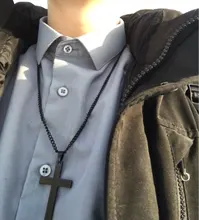 Colgante cruzado Vintage de aleación de Zinc para hombre y mujer, gargantilla de cadena negra clásica Punk, joyería