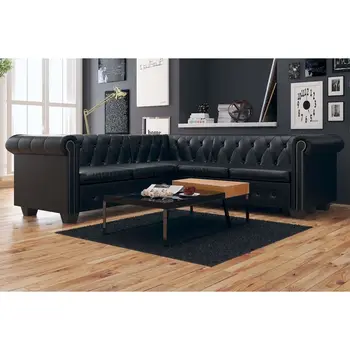 

Sofa Chersterfield to 5 seater black artificial leather sofas