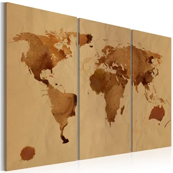 

Painted with coffee Table-the world-triptych-120x80
