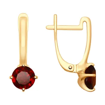

Sokolov drop earrings with stones in gold with grenades, fashion jewelry, 585, women's male, long earrings