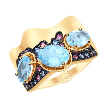 

SOKOLOV ring gold with a mix of stones, fashion jewelry, 585, women's male