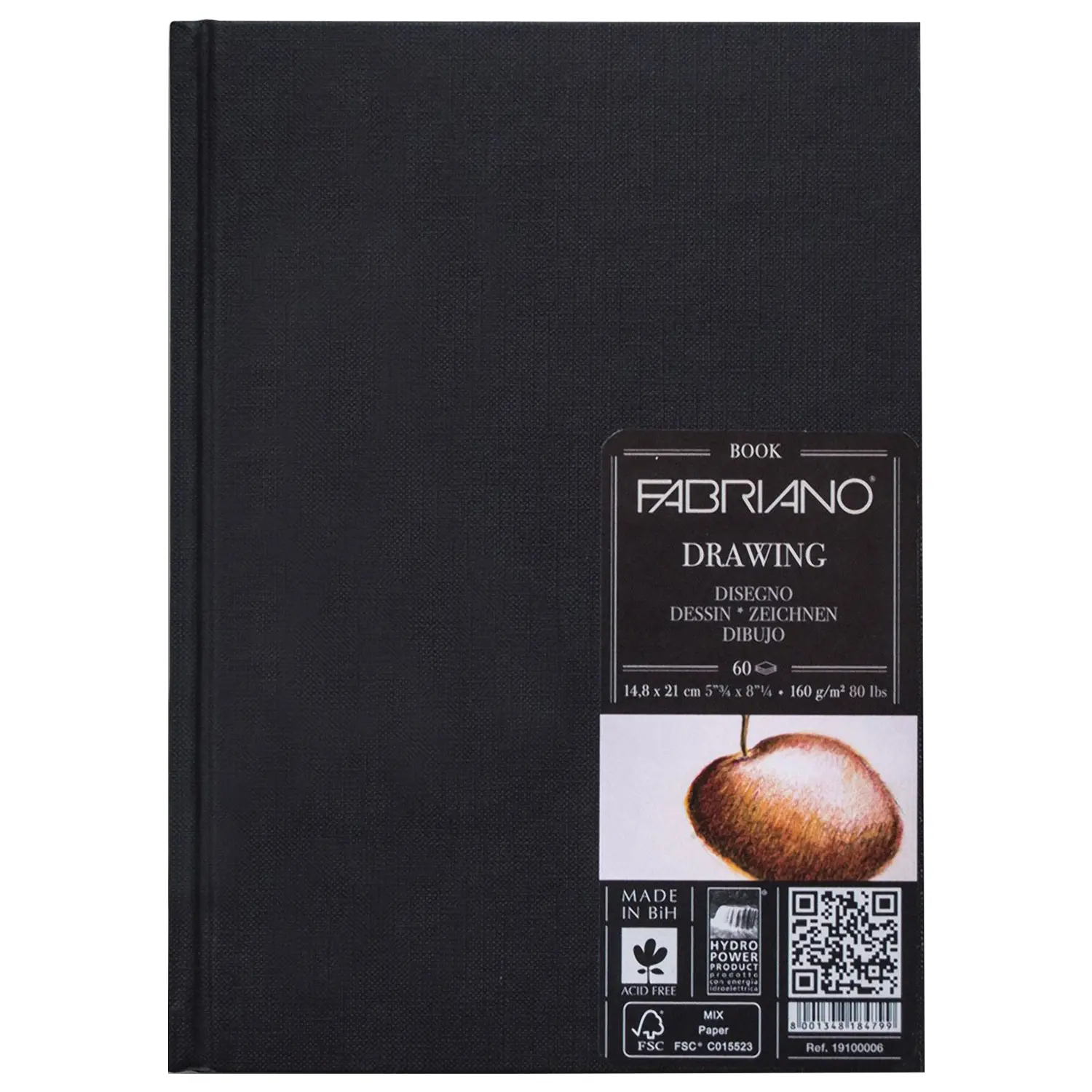 Блокнот для зарисовок Fabriano &quotDrawingbook&quot мелкое зерно 60 л 160 г/м2 А5 148x210 мм (19100009) |