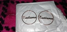 Pendientes de argolla con nombre personalizado para mujer y niña, aretes de círculo de hip hop de acero inoxidable personalizados, joyería
