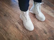 COOTELILI-Botines de punta redonda con cremallera y cordones para mujer, zapatos de moda, antideslizantes, con tacón de 5,5 cm, 2020