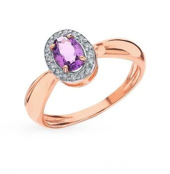 

Gold ring with amethyst and cubic zirconia sunlight sample 585