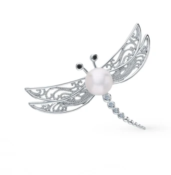 

Silver brooch with cubic zirconia and pearls sunlight sample 925