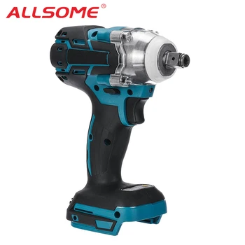 

ALLSOME 18V Electric Brushless Impact Wrench Cordless 1/2 Socket Wrench Power Tool For Makita Battery Rechargeable HT2916