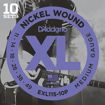 

Exl115-10p nickel wound strings for electric guitar, medium/blues-jazz rock, 11-49, 10 Set, D'Addario