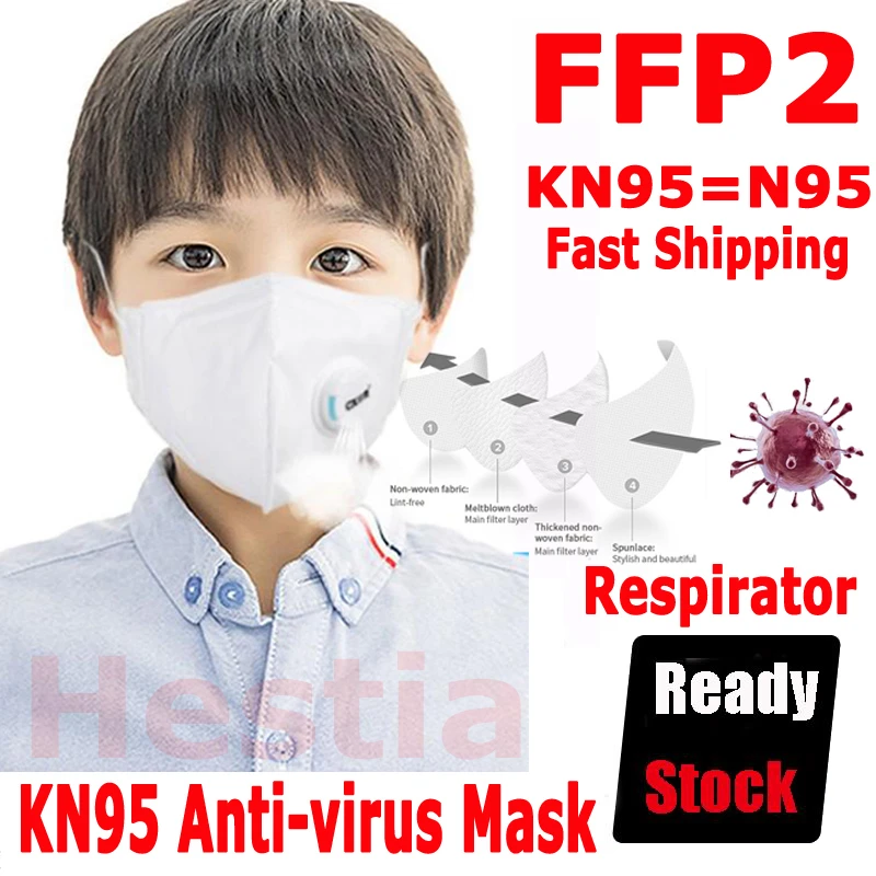 

50pcs Kids FFP3 Mask FFP2 Mask Children Mask Respirator Mask ffp3 Respirator Breathing Valve Anti dust Anti Flu Mask sent 24 hou