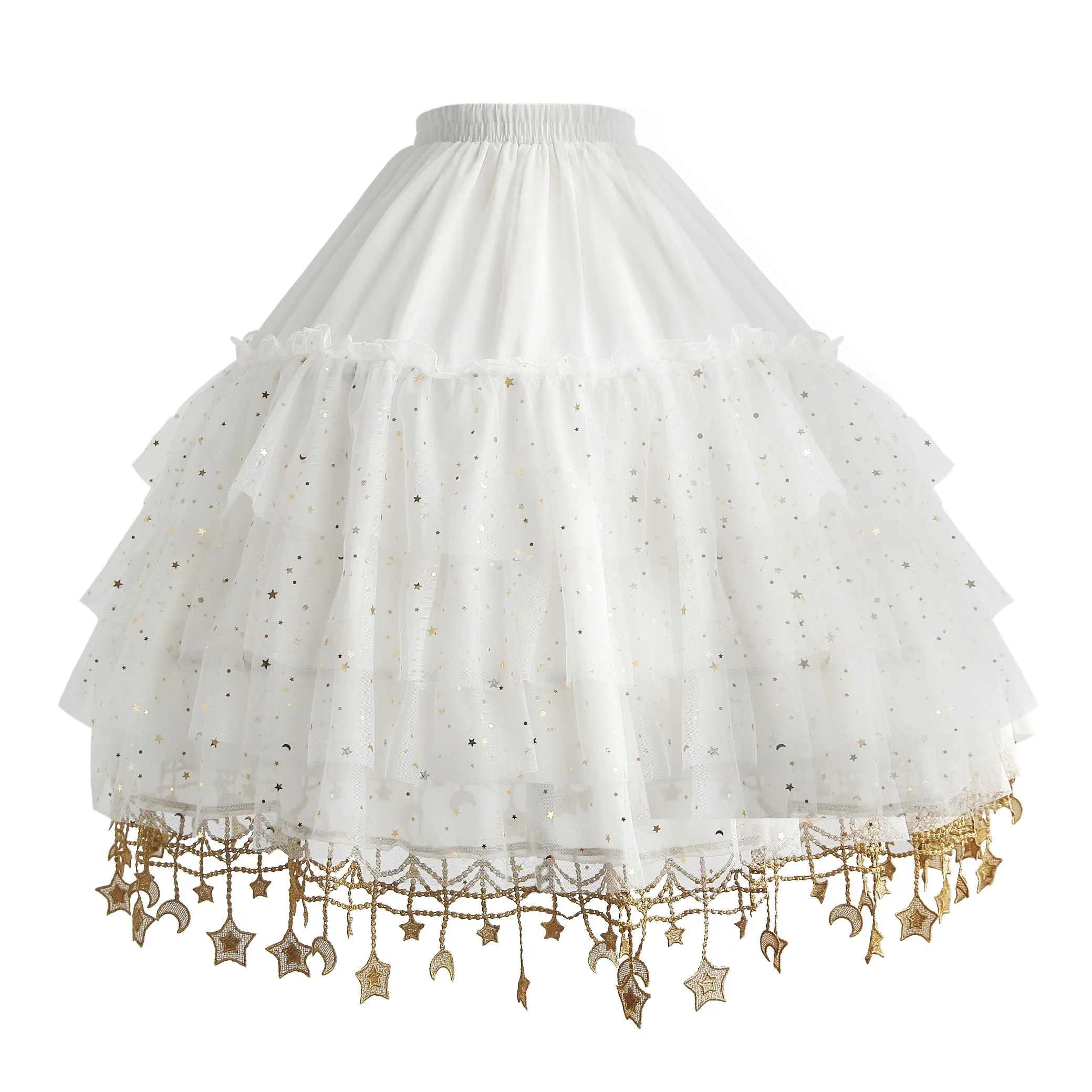 

Lolita Skirt Stars and Moon Chiffon and Mesh Boned Petticoat