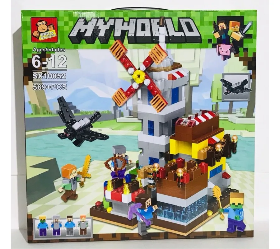 Конструктор My World Майнкрафт SX10052 Сражение у мельницы 569 деталей штук собирать