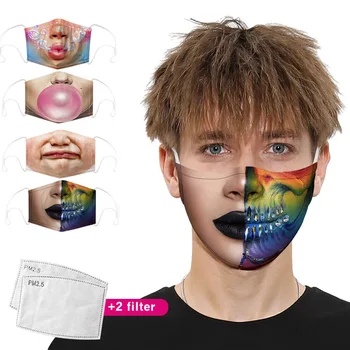 

Fashion Funny Pattem Print Grimace Ghost Skeleton Half Mask Reusable Dustproof Flu-proof Bacteria Mouth Mask