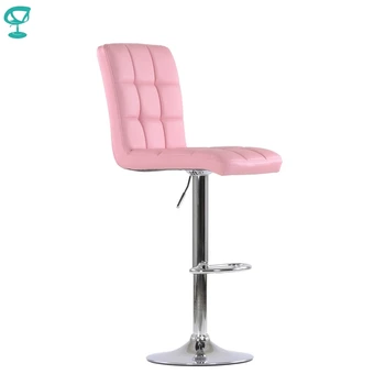 

95775 Barneo N-48 Leather Kitchen Breakfast Bar Stool Swivel Bar Chair light pink color free shipping in Russia