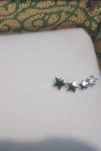 Anenjary-pendientes de plata de ley 925 con forma de estrella, aretes de cadena larga, S-E1443 completo