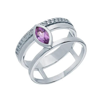 

Silver ring with amethyst and cubic zirconia sunlight sample 925