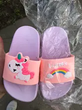 Suihyung-Zapatillas de unicornio arcoíris para niños y niñas, zapatos de playa para niños, pantuflas suaves para interiores